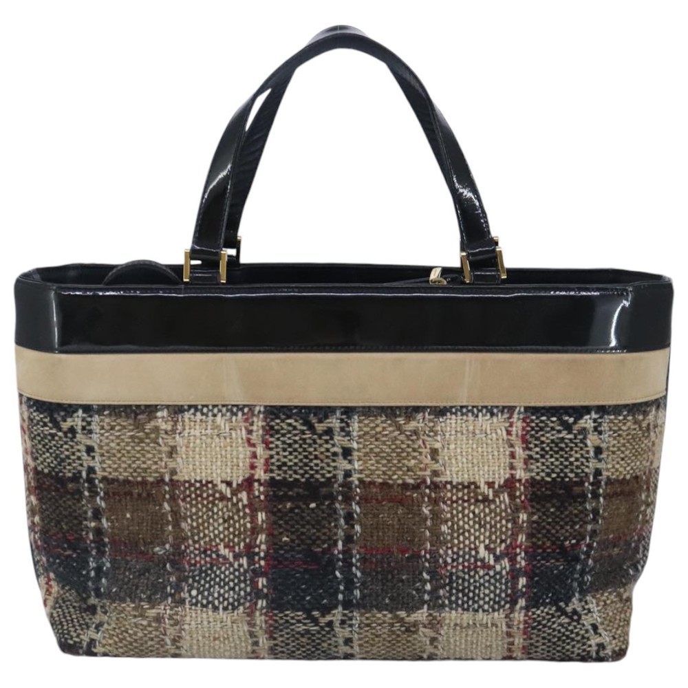 BURBERRY Hand Bag Wool Beige Gold Auth bs19268 - Picture 3 of 16